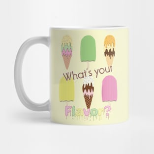 What's Your Flavor? Cute Ice Cream Cones & Popsicle Ice Block Sticks on Yellow Mug